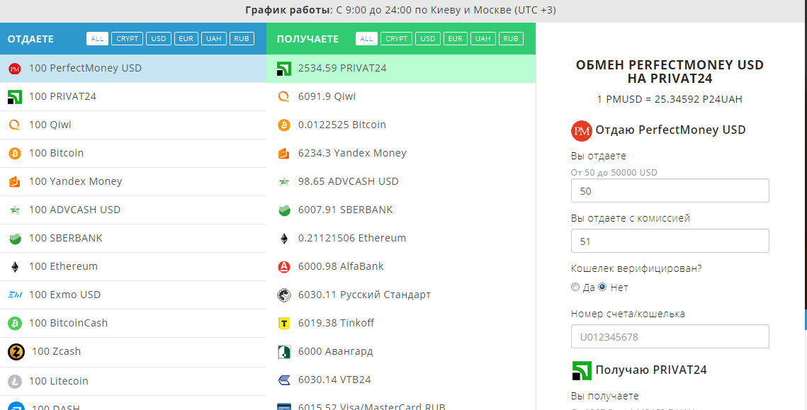 Курс в обмениках на биткоины